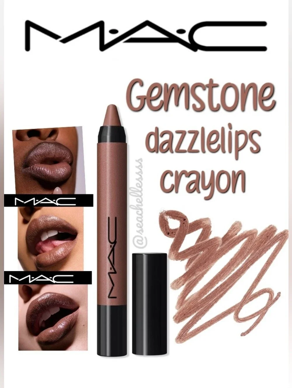 MAC Cosmetics Gemstone Dazzlelips Crayon Gemstone Taupe Blue Pearl Brand New